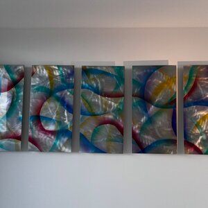 Modern Abstract Metal Wall Art - 5 PanelPiece